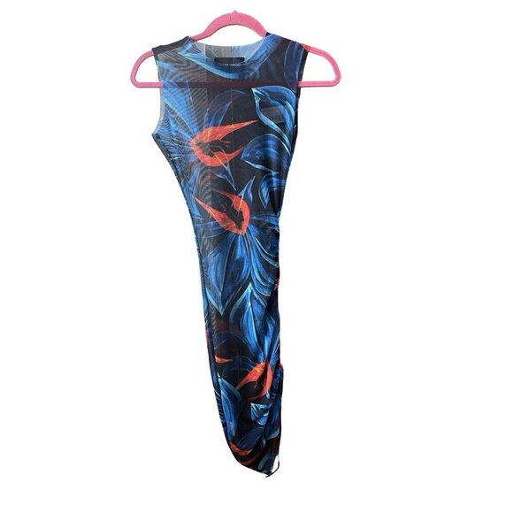 NWT Louisa Ballou Heatwave Mesh 90's Y2K Blue Orange Mini Dress Size Small - Picture 5 of 11